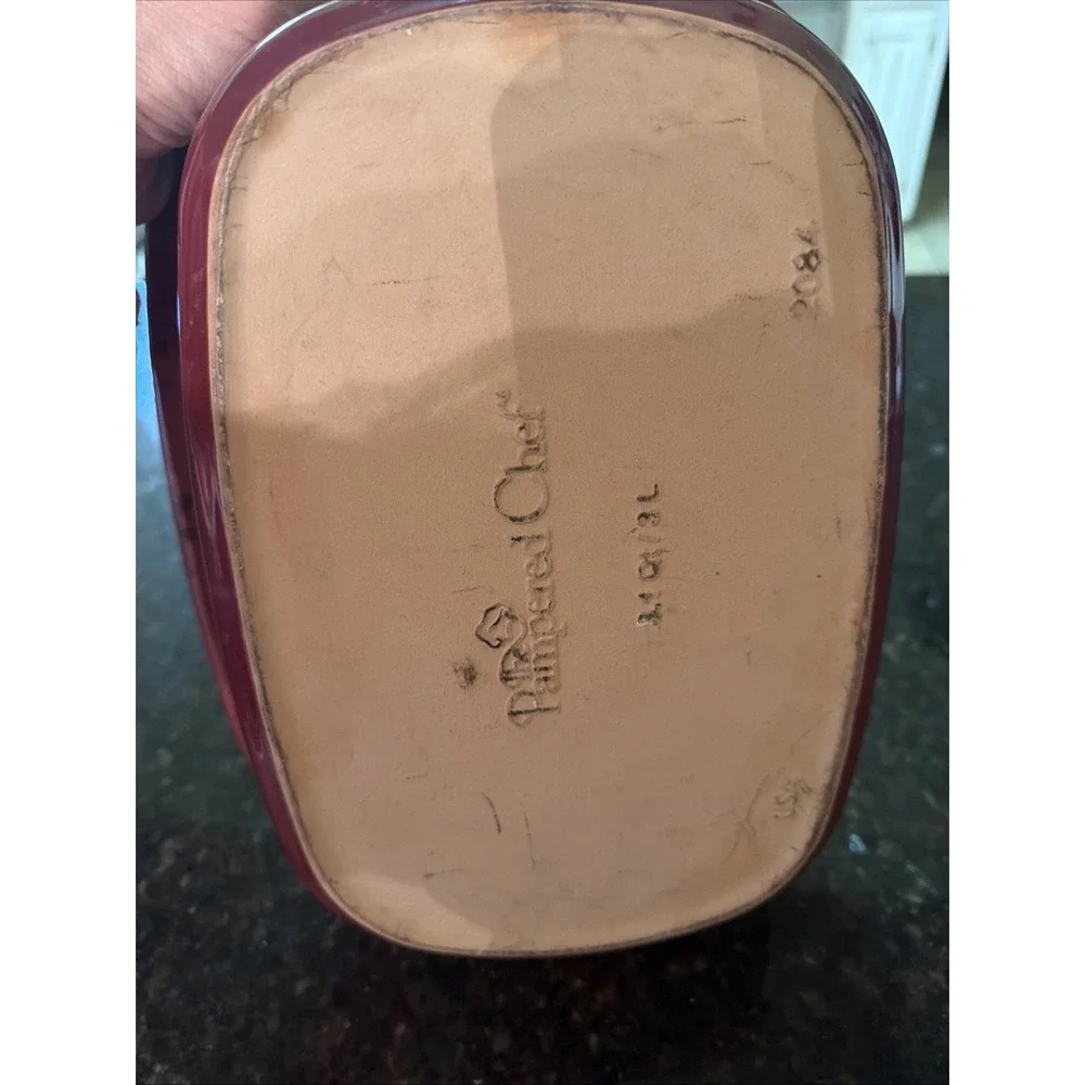 The Pampered Chef Deep Baker Casserole Dish Cranberry Stoneware 3.1Qt Baking